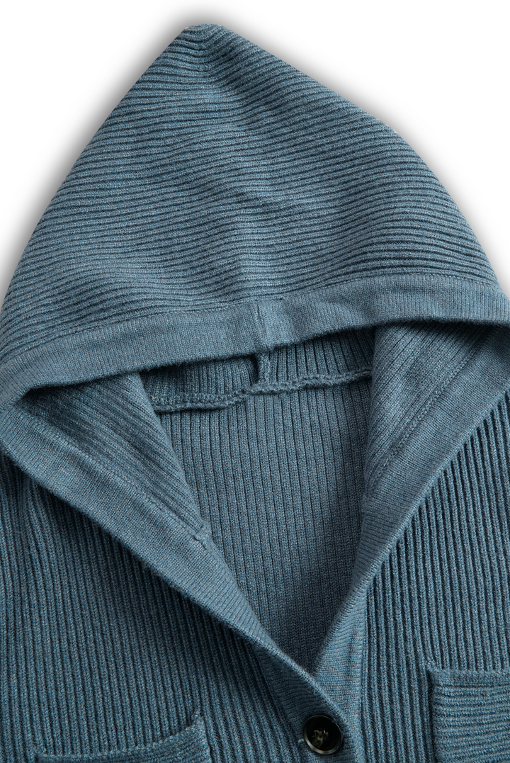 Sloane | Hooded Ribbed Knit Button Front Slim Fit Maxi Dress for Women