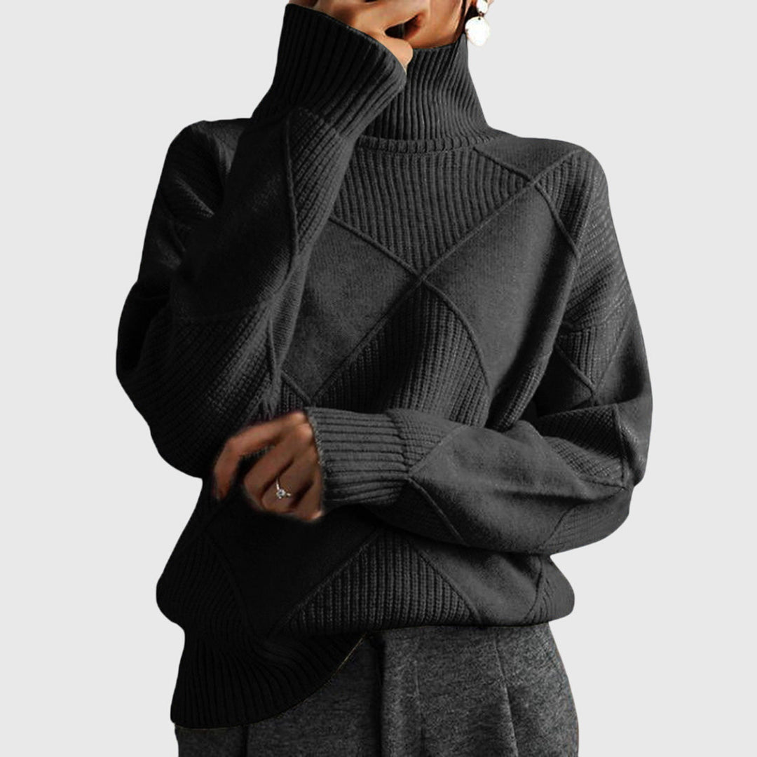 Comfortable Turtleneck Sweater for Women with High Neck Long Sleeve Relaxed Oversized Knit Style