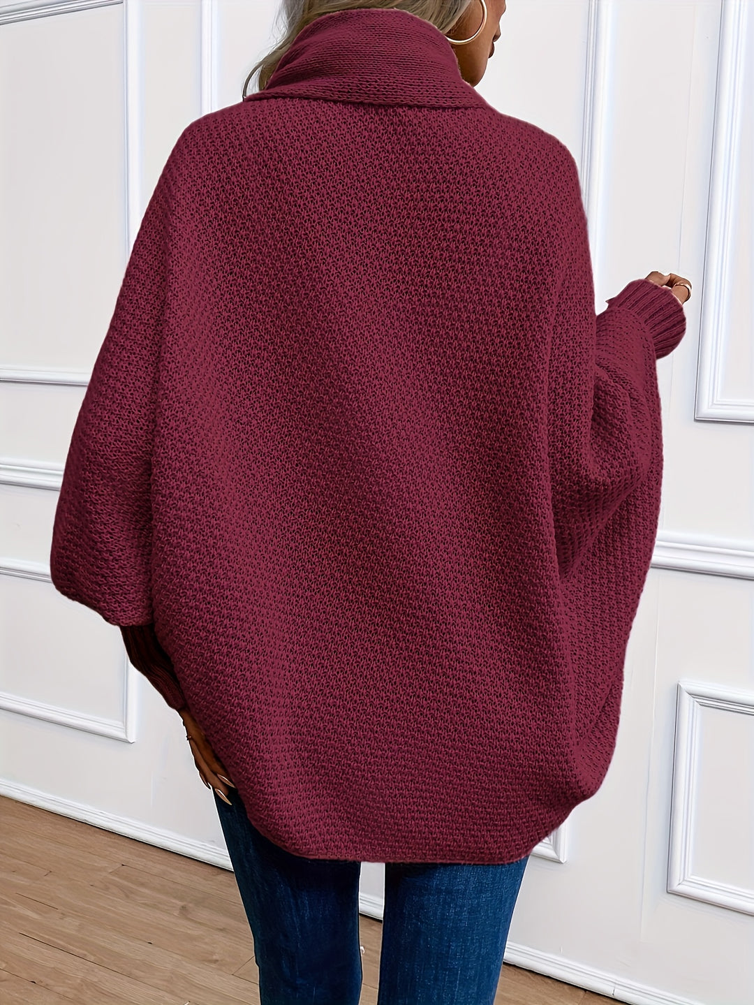 Women's Open Front Batwing Sleeve Chunky Knit Oversized Cardigan