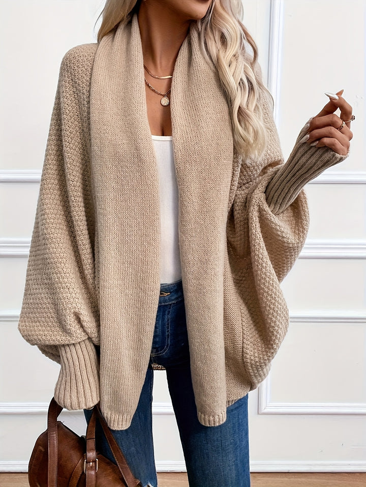 Women's Open Front Batwing Sleeve Chunky Knit Oversized Cardigan