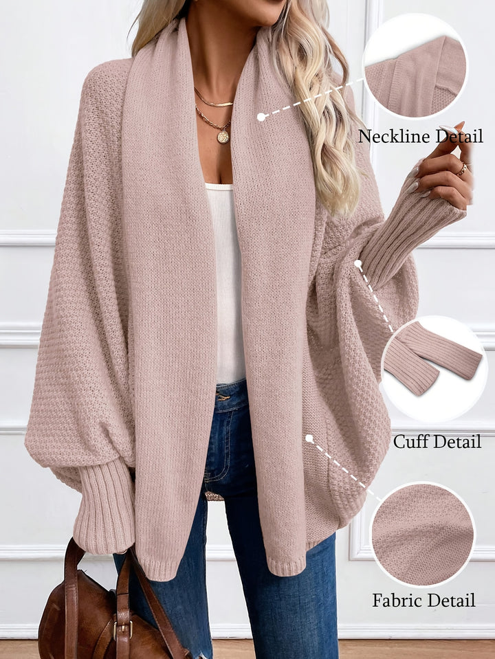 Women's Open Front Batwing Sleeve Chunky Knit Oversized Cardigan