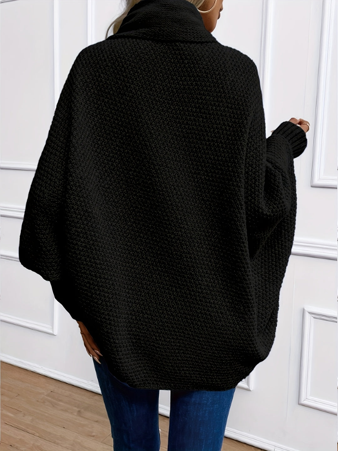 Women's Open Front Batwing Sleeve Chunky Knit Oversized Cardigan