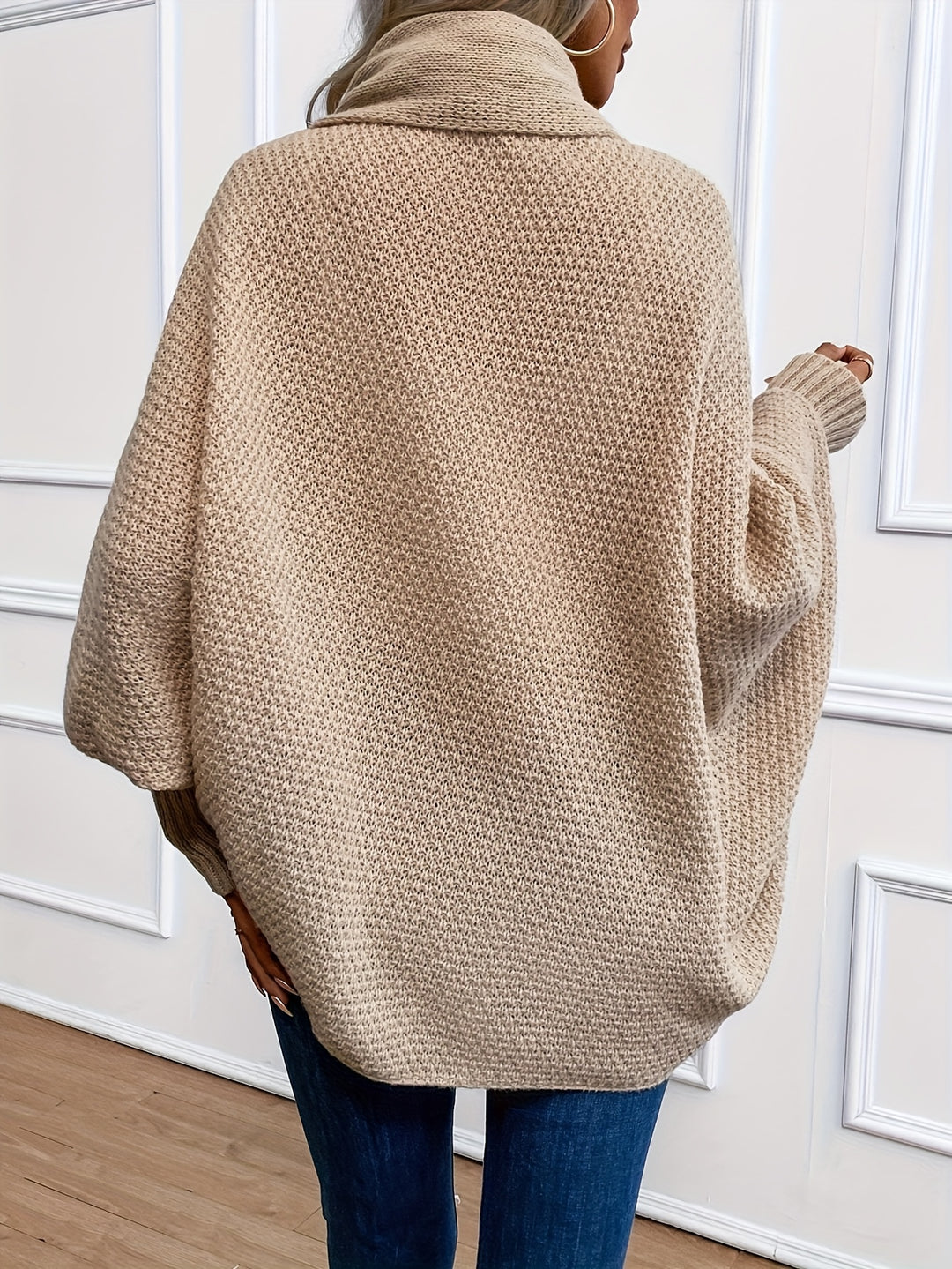 Women's Open Front Batwing Sleeve Chunky Knit Oversized Cardigan