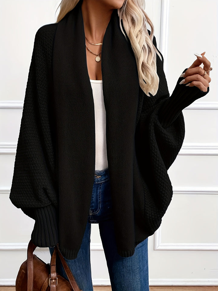 Women's Open Front Batwing Sleeve Chunky Knit Oversized Cardigan