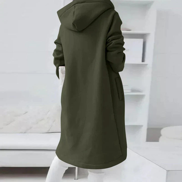 Comfortable Longline Zip Up Hoodie for Women with Drawstring Hood Fleece Lined Pocket Casual Style