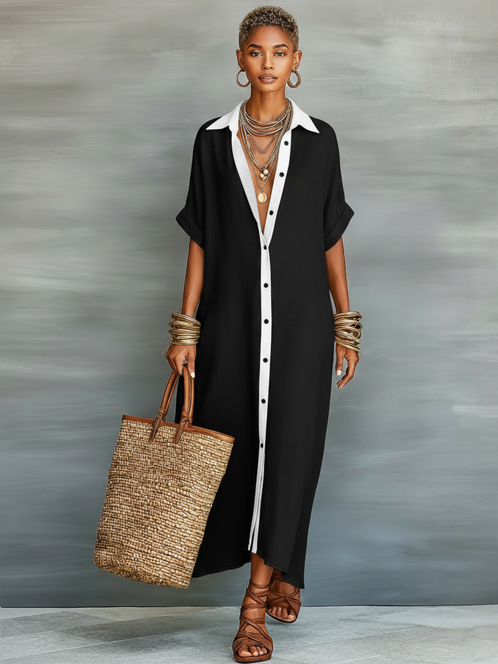 Madison | Linen Shirt Maxi Dress for Women with Button Front