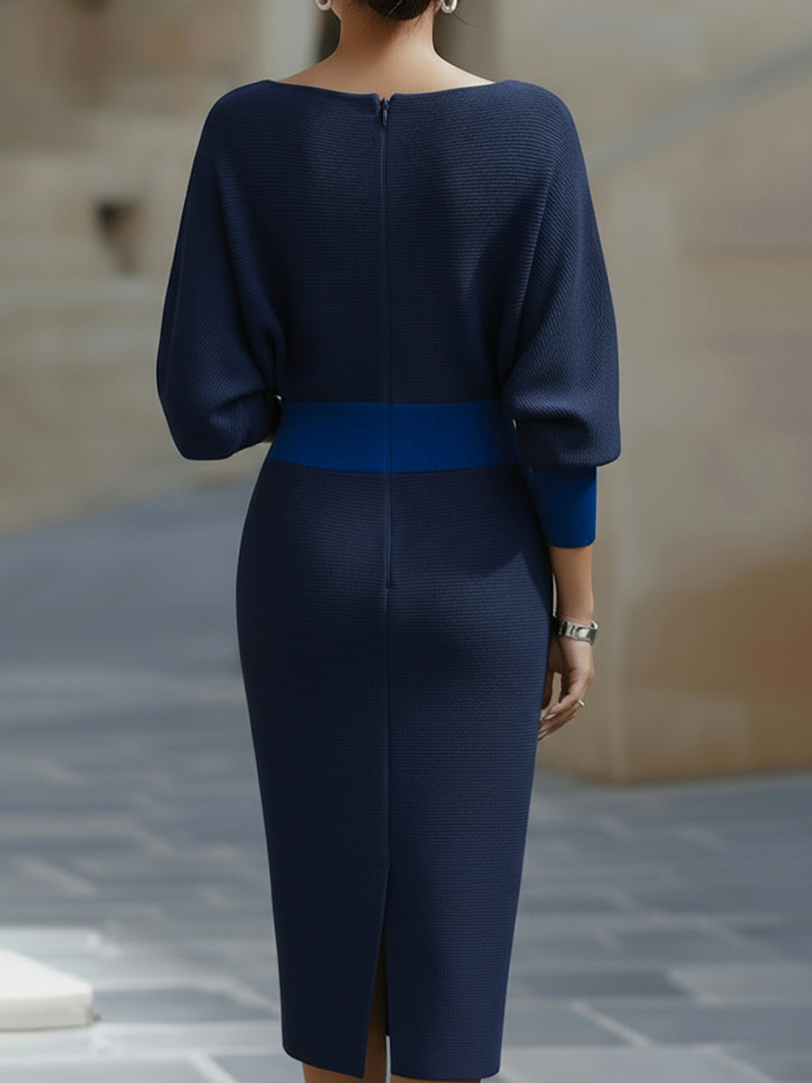Sienna | Satin Cowl Neck Batwing Sleeve Bodycon Midi Dress