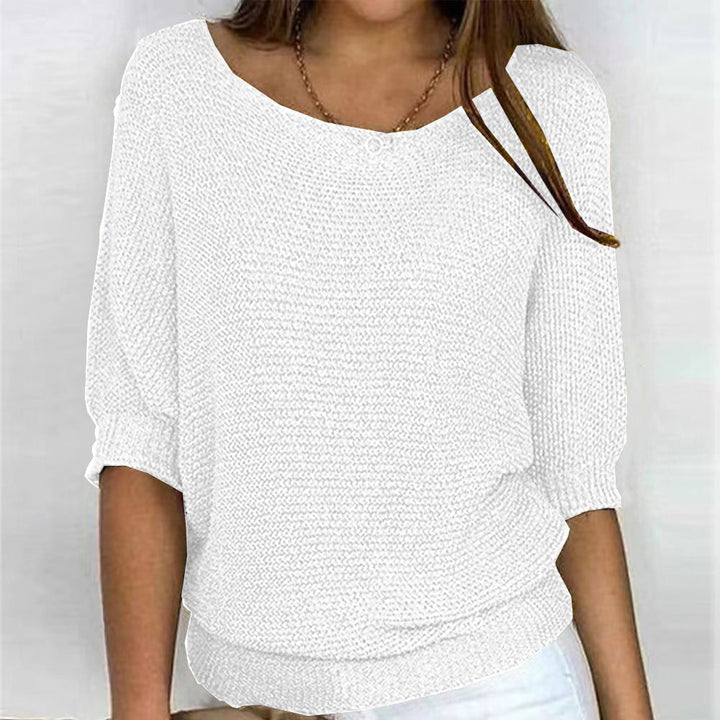 Comfortable Ribbed Knit Sweater for Women with Scoop Neck Batwing Sleeve Relaxed Oversized Style