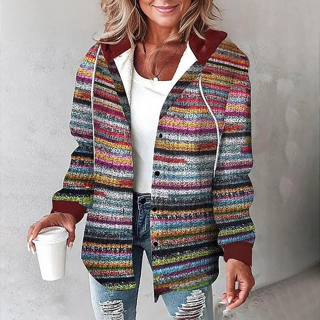 Effortless Plaid Flannel Shacket for Women with Hooded Long Sleeve Button Front Chest Pocket Oversized Style