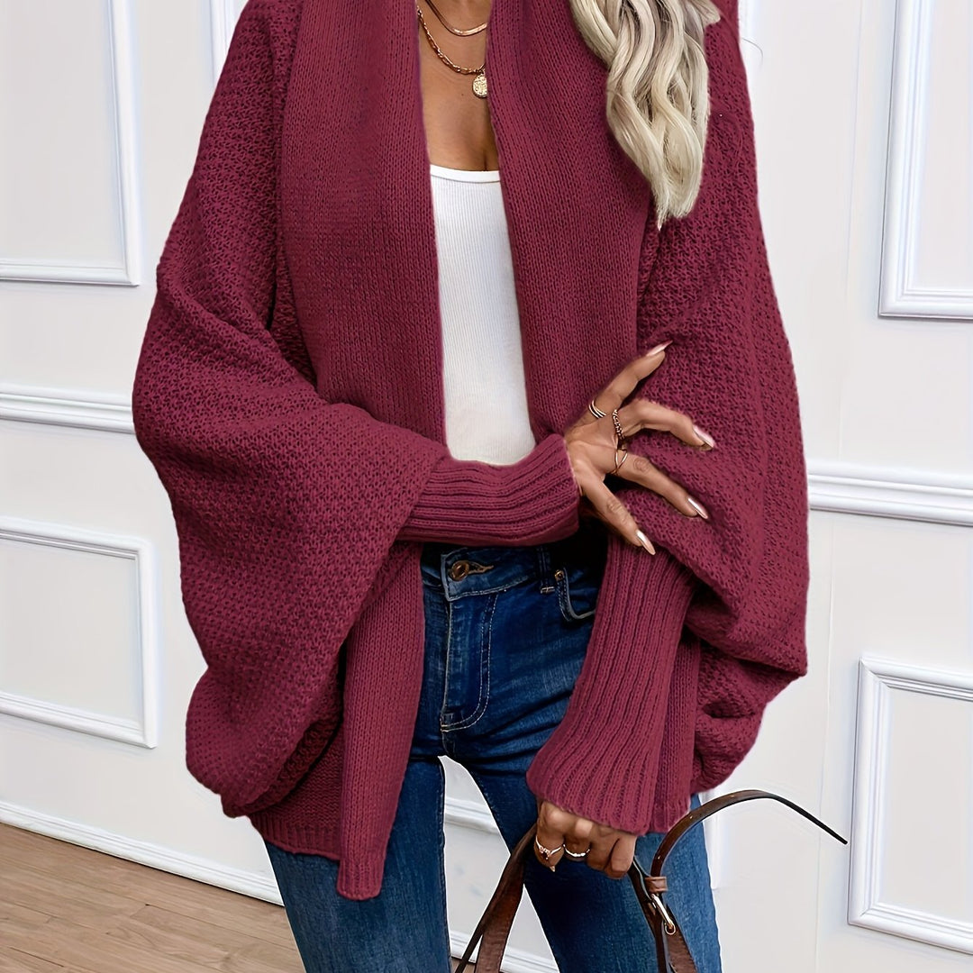 Women's Open Front Batwing Sleeve Chunky Knit Oversized Cardigan