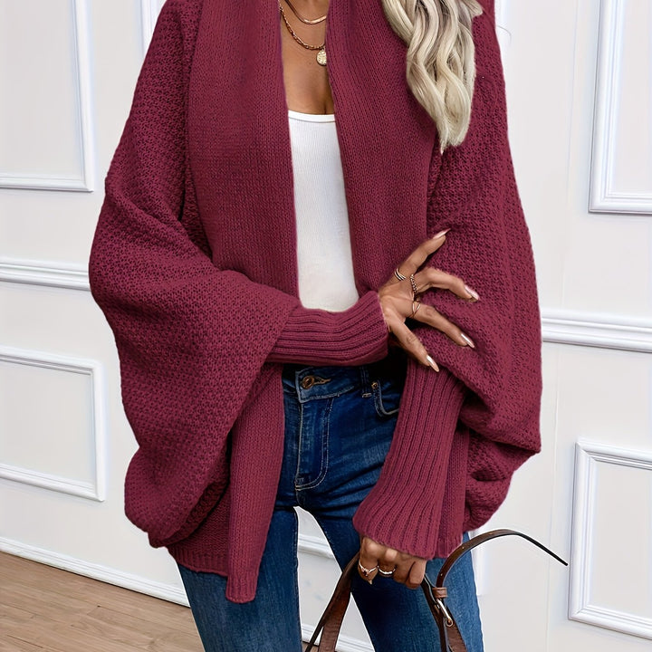 Women's Open Front Batwing Sleeve Chunky Knit Oversized Cardigan