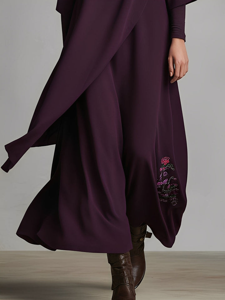 Iris | Purple Dress Turtleneck Draped Asymmetric Maxi