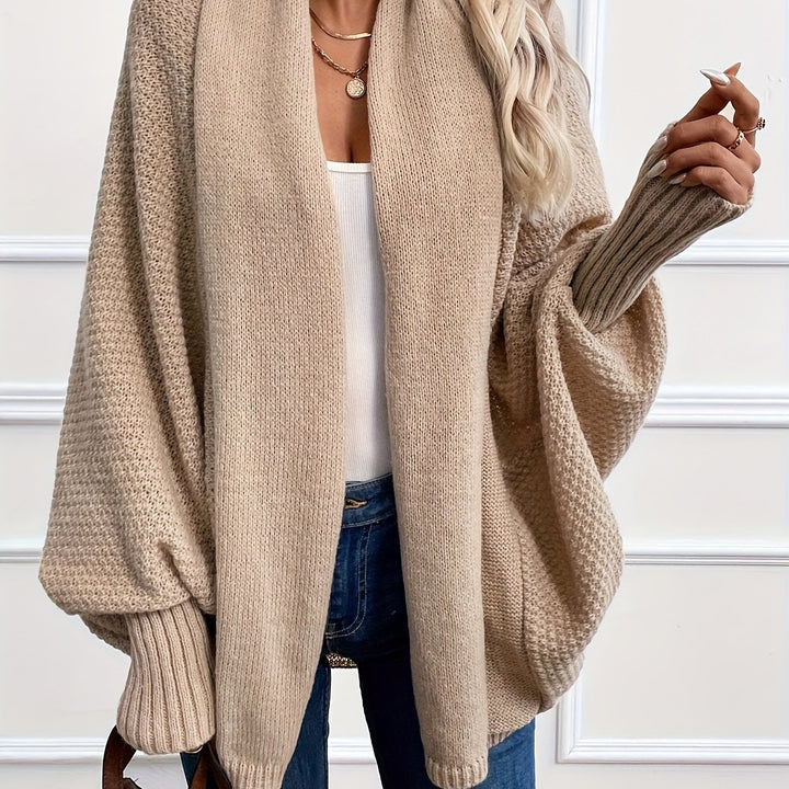Women's Open Front Batwing Sleeve Chunky Knit Oversized Cardigan
