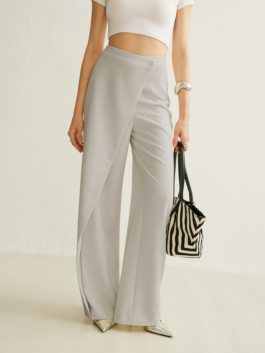 Elegant Wide Leg Trousers for Women with High Waist Pleated Front Flowy Tailored Office Style
