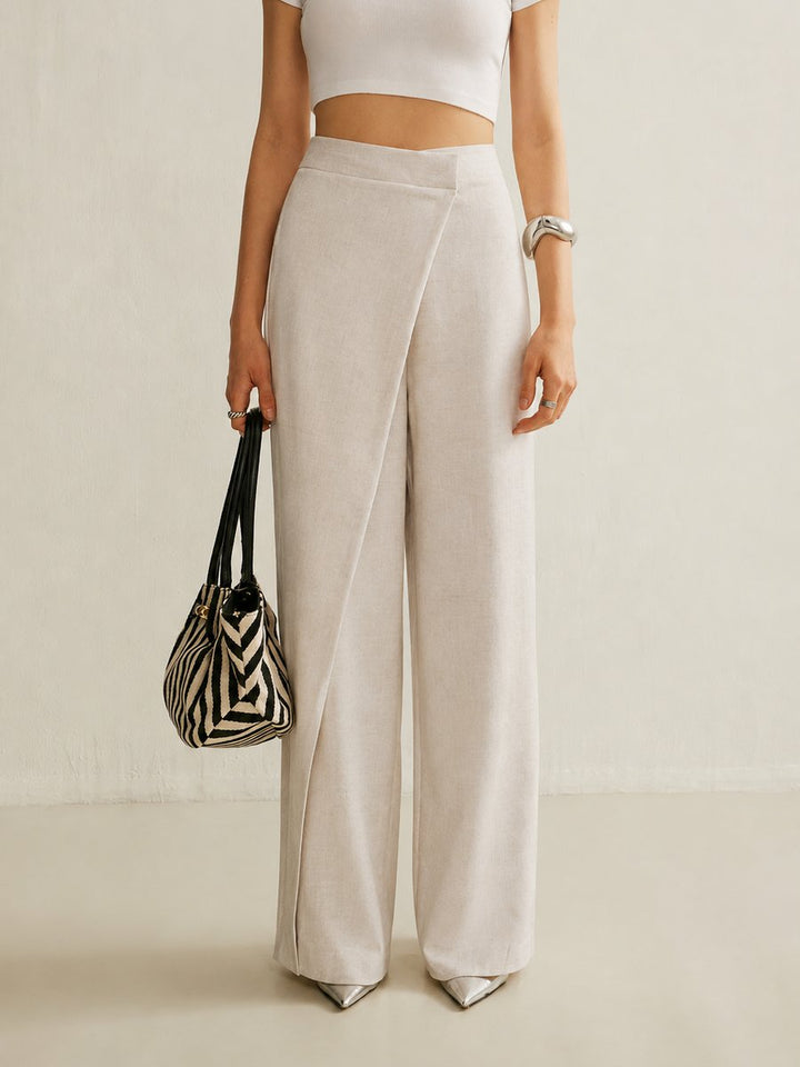 Elegant Wide Leg Trousers for Women with High Waist Pleated Front Flowy Tailored Office Style