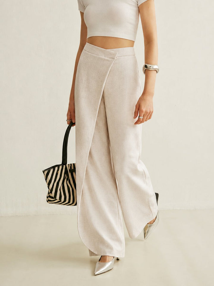 Elegant Wide Leg Trousers for Women with High Waist Pleated Front Flowy Tailored Office Style