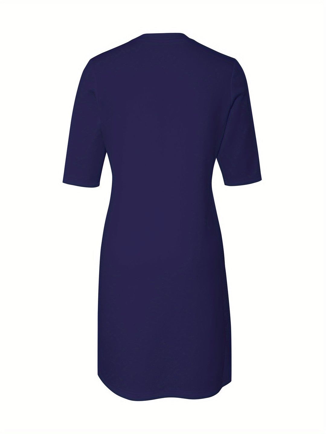 Effortless Midi Dress for Women with Round Neck Half Sleeve Relaxed Shift Style