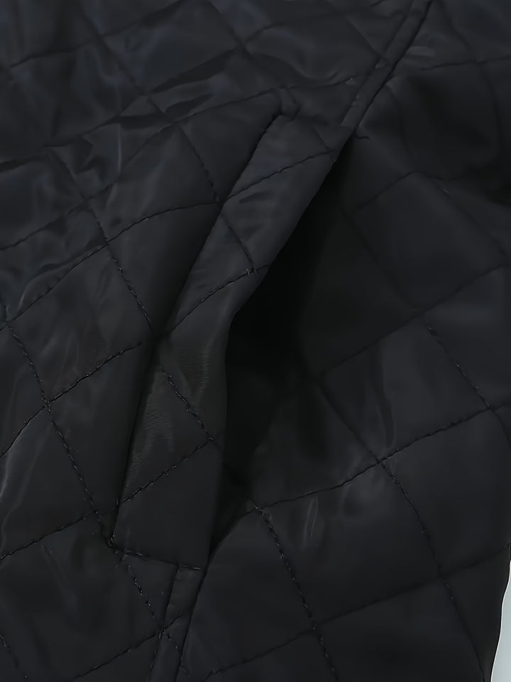 Women's Black Quilted Coat Hooded Longline Zip Front Puffer