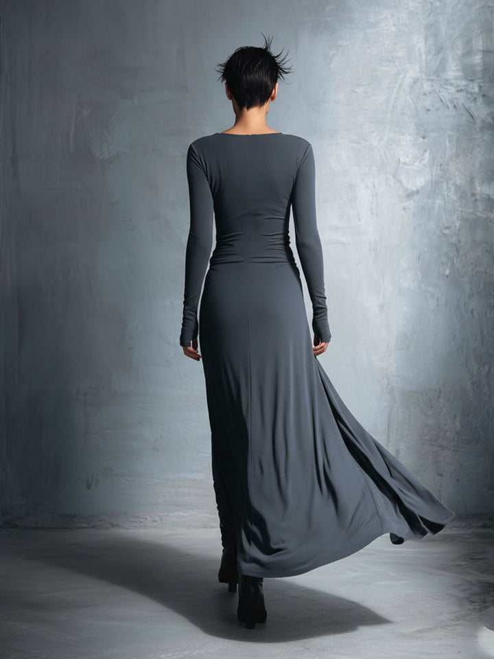 Audrey | Long Sleeve Twist Knot Wrap Fitted Maxi Dress for Women