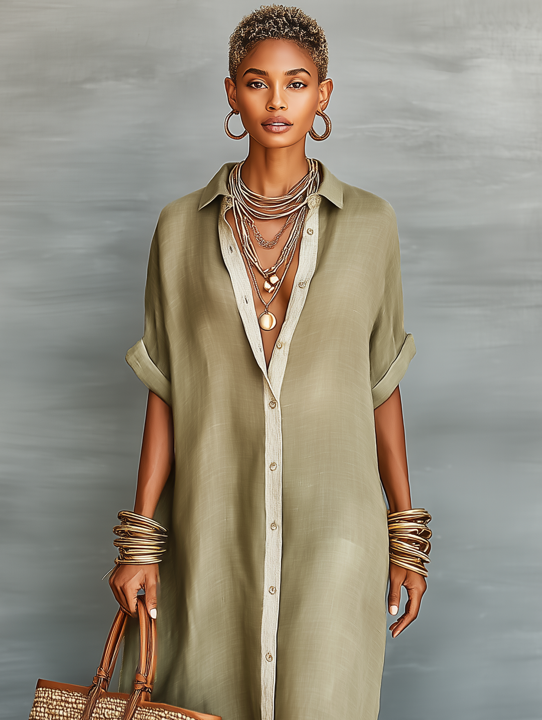 Madison | Linen Shirt Maxi Dress for Women with Button Front
